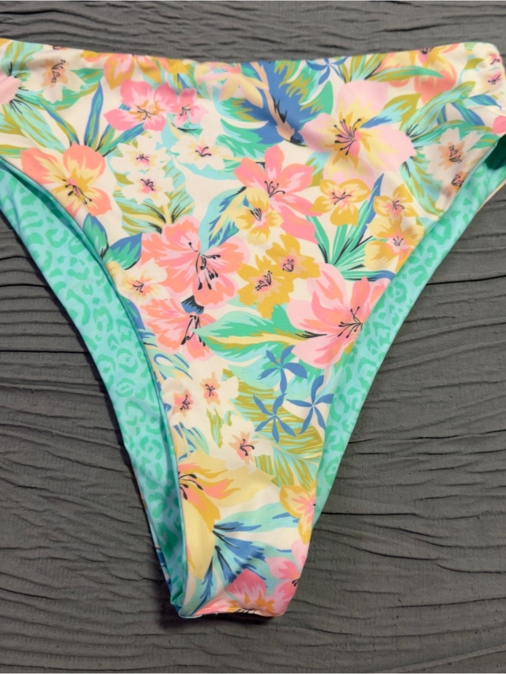 Floral Tropical Girls One-Piece Swimsuit - Mint Trim